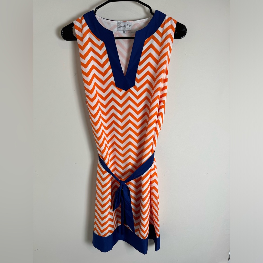 Orange and Blue Chevron Dress